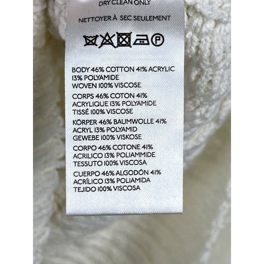 NWT! ANTHROPOLOGIE‎ Sheer Long-Sleeve V-Neck Knit Sweater Ivory Cream Size S - Picture 8 of 11